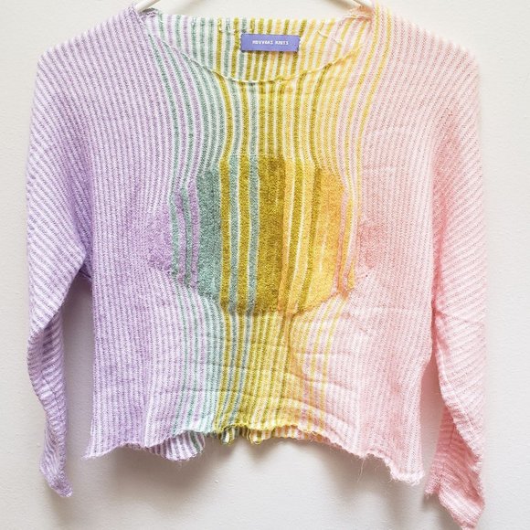 Novvaks Knits Pastel Ombre Handknit Crop Sweater - Picture 14 of 16